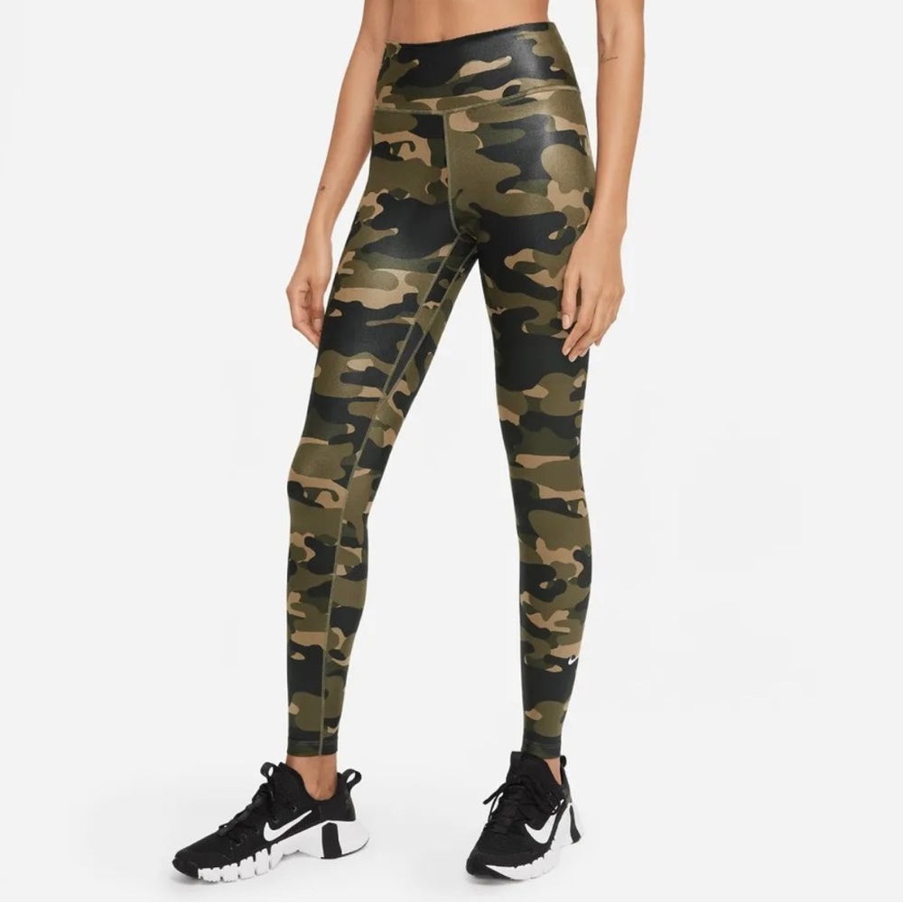 New Nike Dri-FIT One Women's Mid-Rise Camo Leggings DD4559-222 Sz Lg